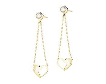 Zlaté náušnice se zirkony - pejsci, srdce