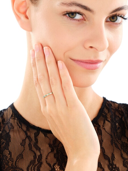 Złoty pierścionek z emalią