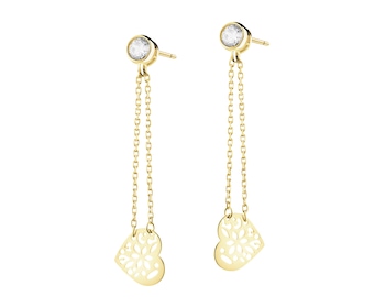 Złote kolczyki z cyrkoniami- serca