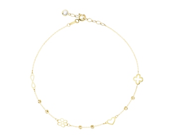 Złota bransoletka z cyrkonią - nieskończoność, kwiat, serce, koniczyna