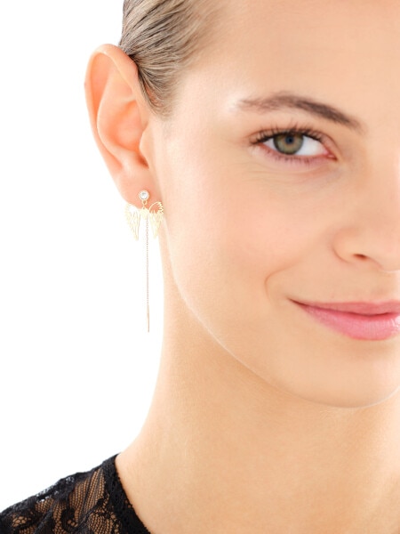 Złote kolczyki z cyrkoniami - skrzydła