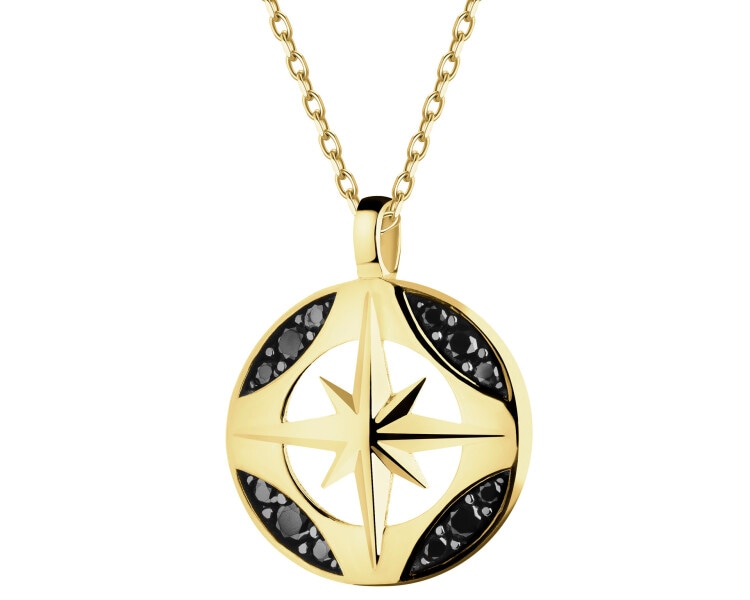 Złota zawieszka z cyrkoniami- róża wiatrów