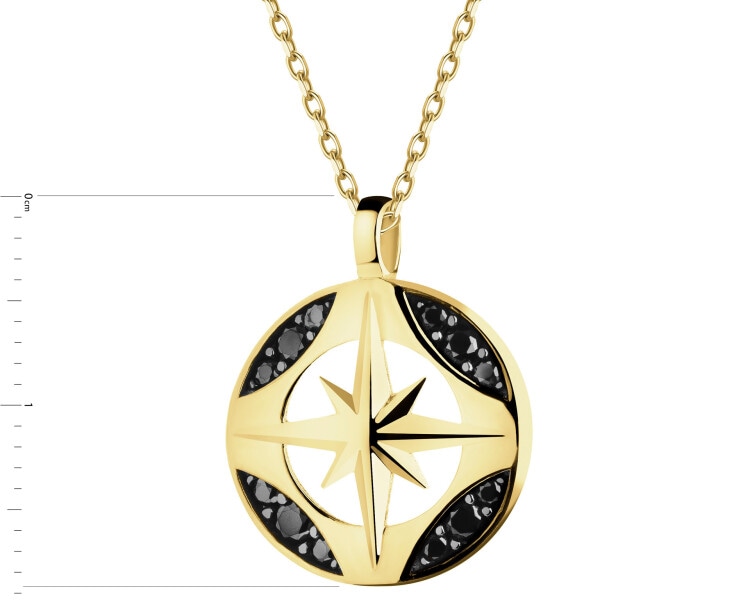 Złota zawieszka z cyrkoniami- róża wiatrów