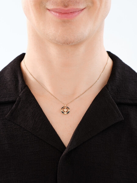 Złota zawieszka z cyrkoniami- róża wiatrów