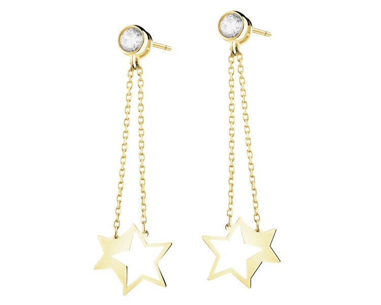 Złote kolczyki z cyrkoniami - gwiazdy