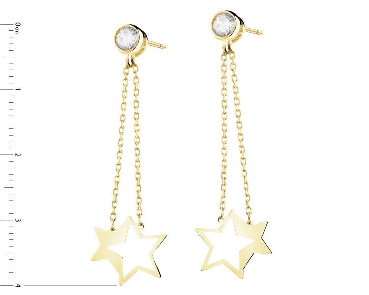 Złote kolczyki z cyrkoniami - gwiazdy