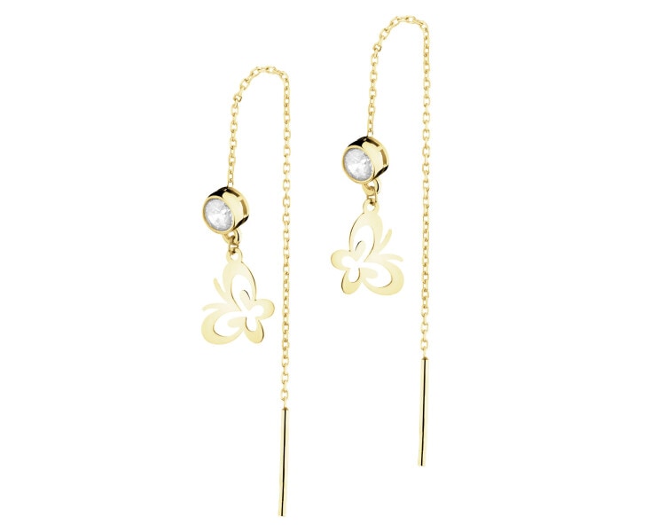 Złote kolczyki z cyrkoniami - motyle