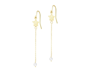 Zlaté náušnice s perlami - hvězdy