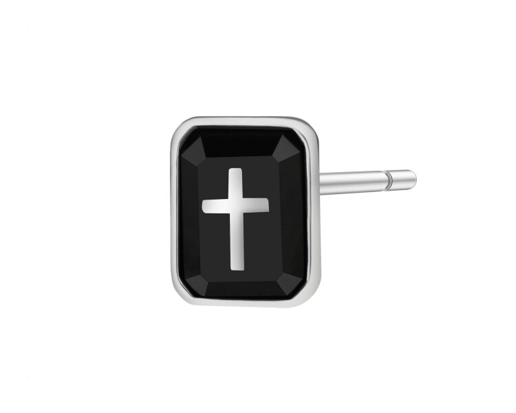 Kolczyk srebrny z agatem - krzyż