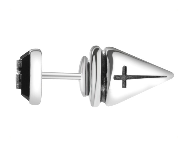 Kolczyk srebrny z agatem - krzyż