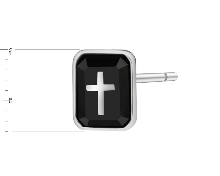 Kolczyk srebrny z agatem - krzyż