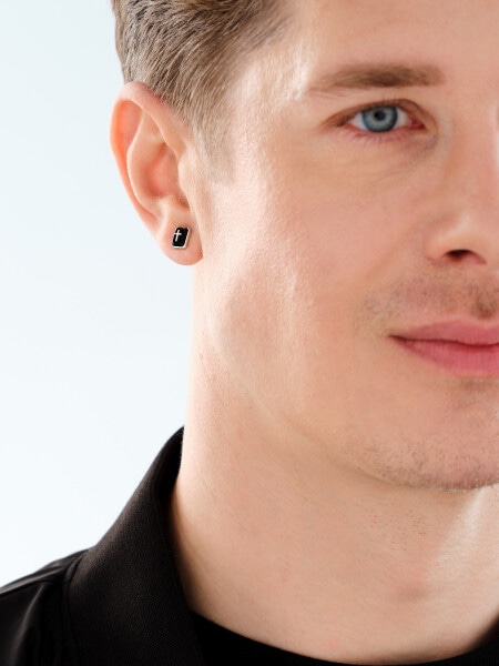 Stříbrná kusová náušnice s achátem - kříž