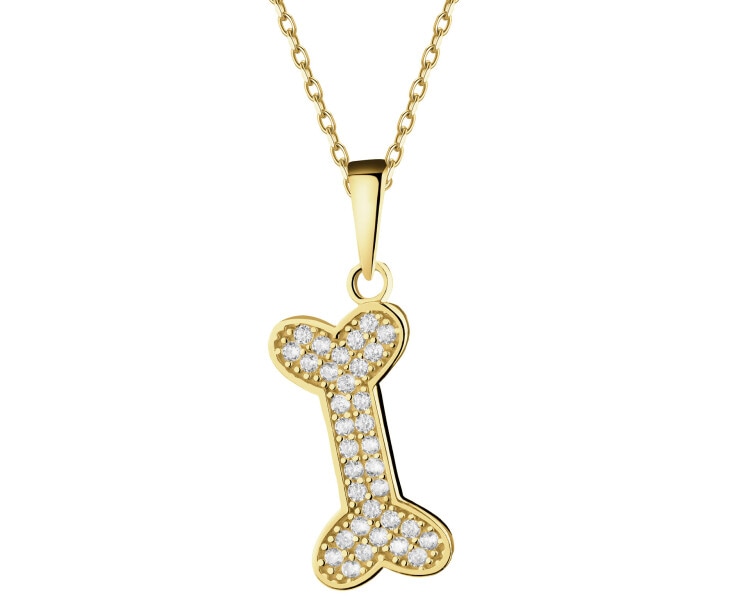 Złota zawieszka z cyrkoniami - kość