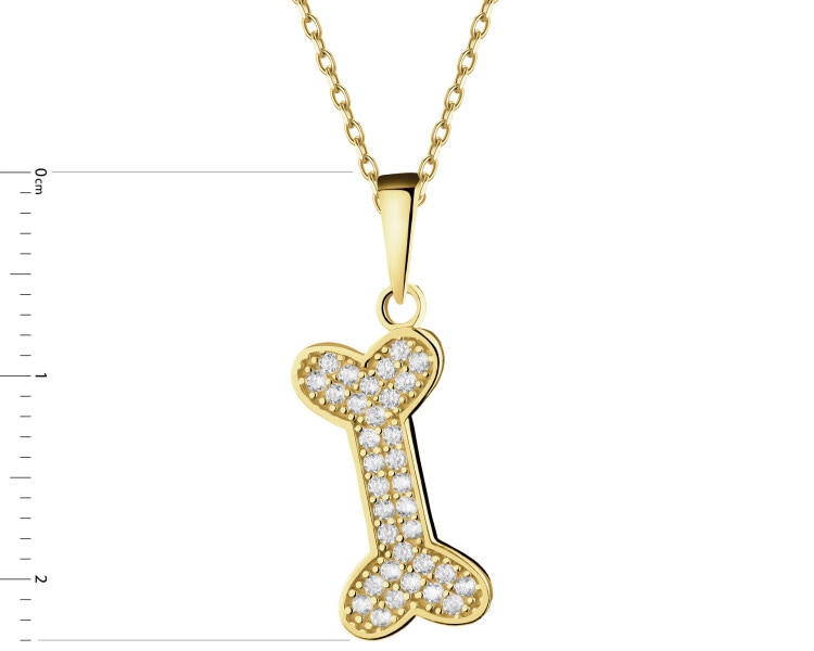 Złota zawieszka z cyrkoniami - kość