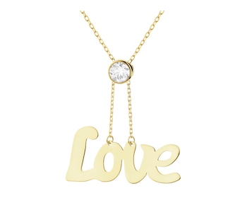 Złoty naszyjnik z cyrkonią - love