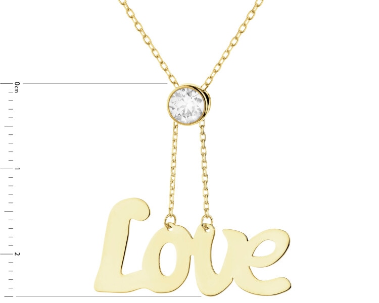 Złoty naszyjnik z cyrkonią - love