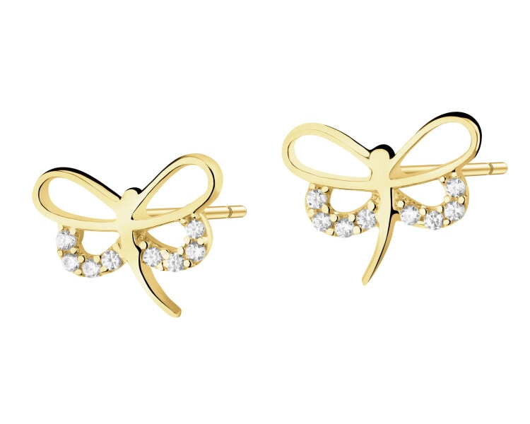 Złote kolczyki z cyrkoniami - ważki