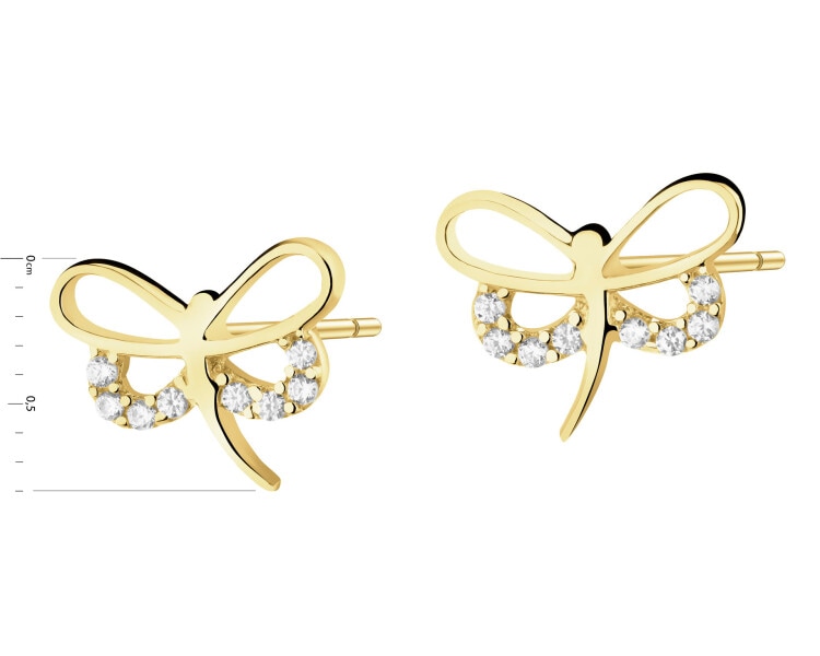 Złote kolczyki z cyrkoniami - ważki