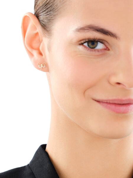 Złote kolczyki z cyrkoniami - ważki