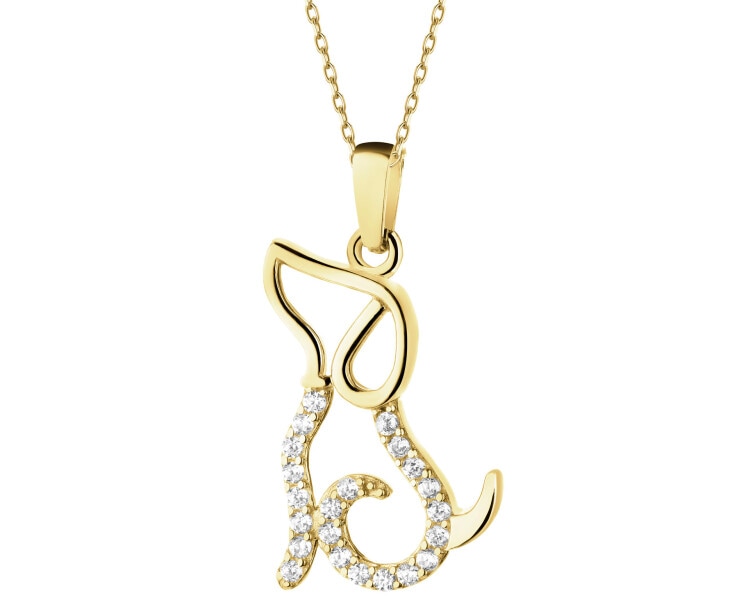 Złota zawieszka z cyrkoniami - piesek