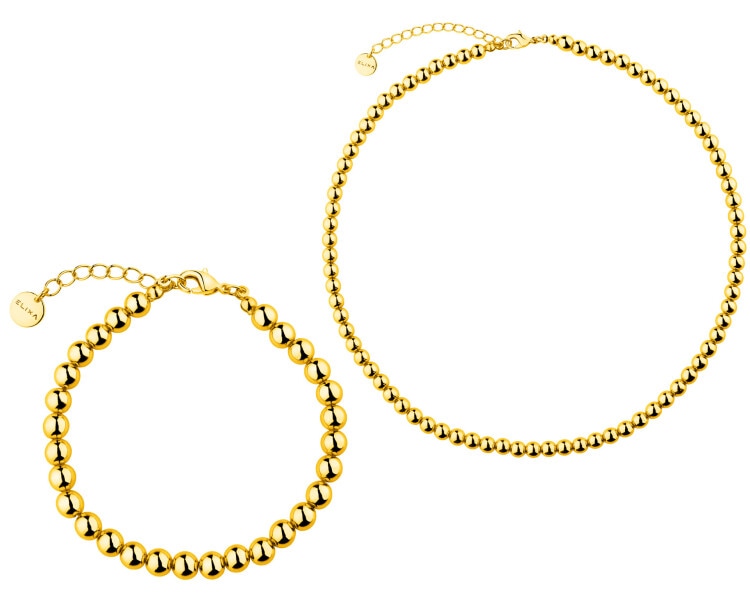 Naszyjnik i bransoletka z mosiądzu pozłacane - komplet