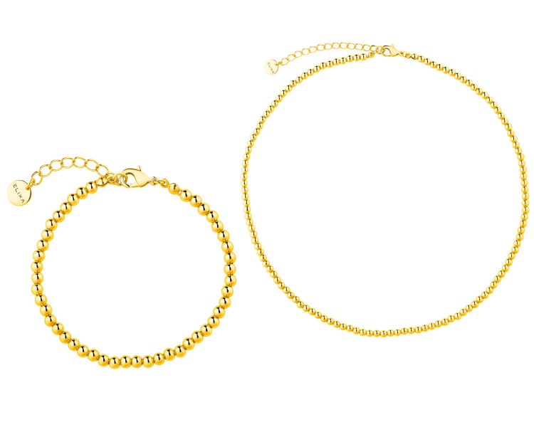 Naszyjnik i bransoletka z mosiądzu pozłacane - komplet