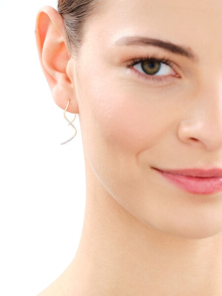 Kolczyki z żółtego złota z diamentami - 0,02 ct - próba 585