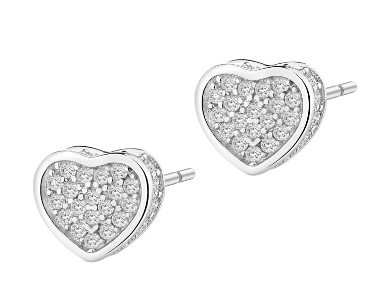 Kolczyki srebrne z cyrkoniami - serca