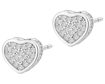 Stříbrné náušnice se zirkony - srdce