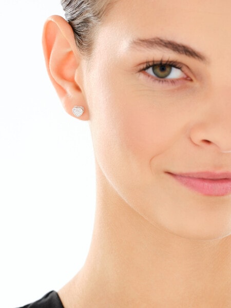 Kolczyki srebrne z cyrkoniami - serca