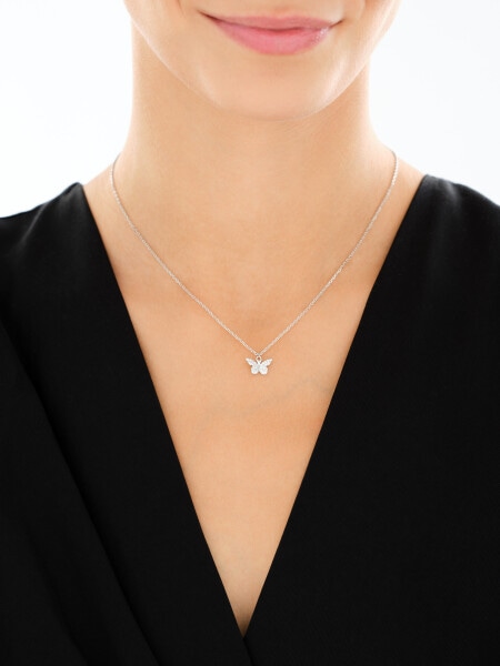 Naszyjnik srebrny z cyrkoniami - motyl