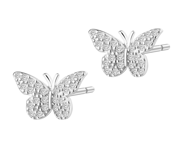 Kolczyki srebrne z cyrkoniami - motyle