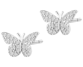 Stříbrné náušnice se zirkony - motýli