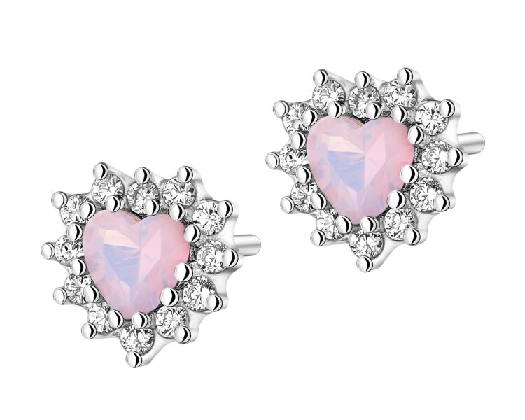 Kolczyki srebrne z cyrkoniami - serca