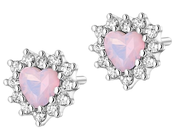 Stříbrné náušnice se zirkony - srdce
