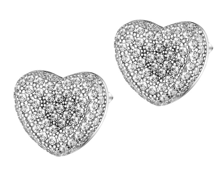 Kolczyki srebrne z cyrkoniami - serca