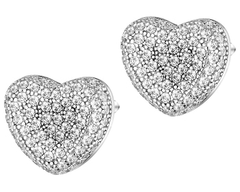 Stříbrné náušnice se zirkony - srdce