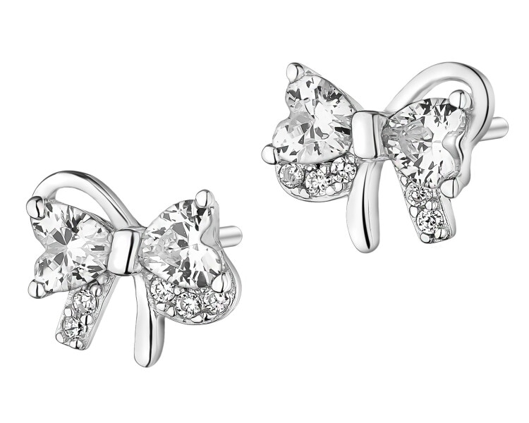 Kolczyki srebrne z cyrkoniami - kokardki