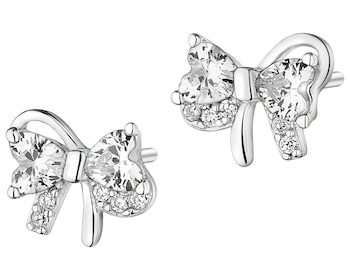 Stříbrné náušnice se zirkony - mašle