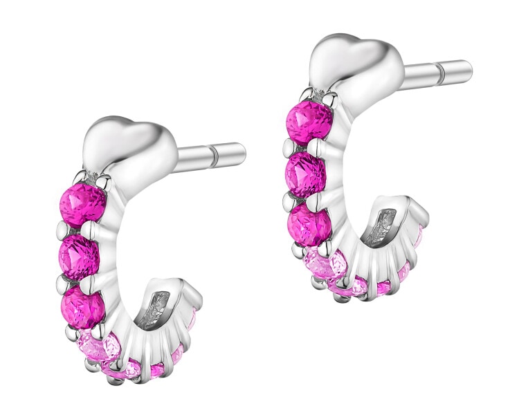 Kolczyki srebrne z cyrkoniami - serca