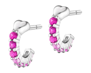 Stříbrné náušnice se zirkony - srdce