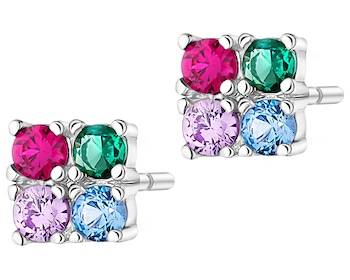 Stříbrné náušnice se zirkony - čtverce