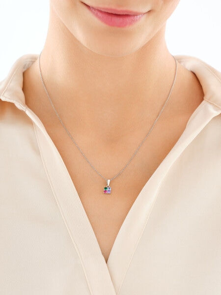 Zawieszka srebrna z cyrkoniami - kwadrat