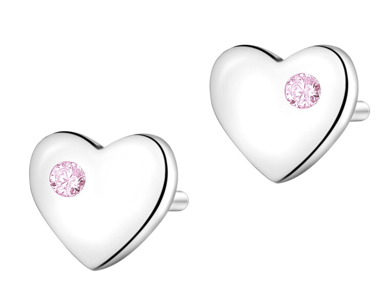 Kolczyki srebrne z cyrkoniami - serca