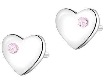 Stříbrné náušnice se zirkony - srdce