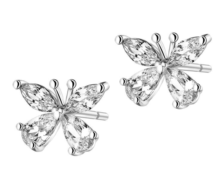 Kolczyki srebrne z cyrkoniami - motyle