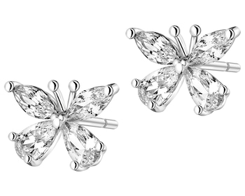 Stříbrné náušnice se zirkony - motýli