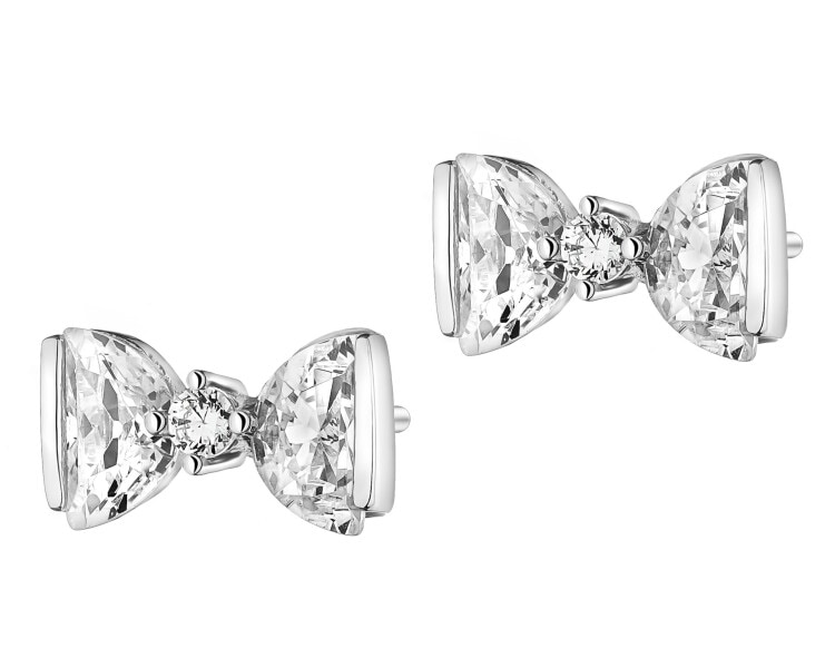 Kolczyki srebrne z cyrkoniami - kokardki