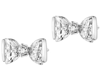 Stříbrné náušnice se zirkony - mašle