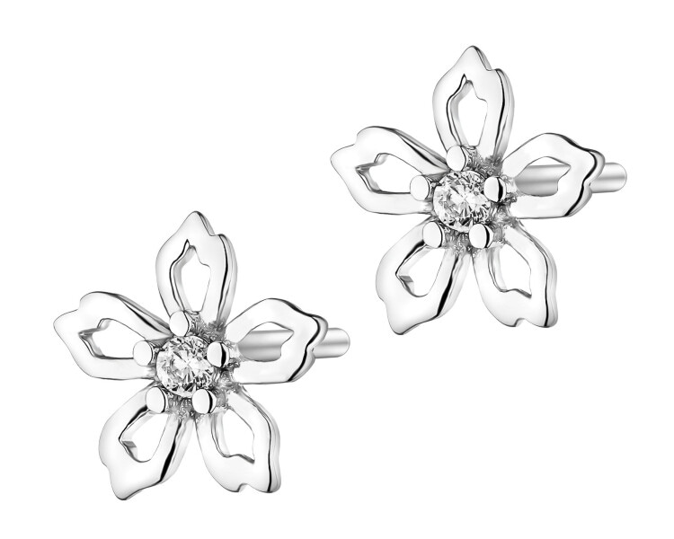 Kolczyki srebrne z cyrkoniami - kwiaty